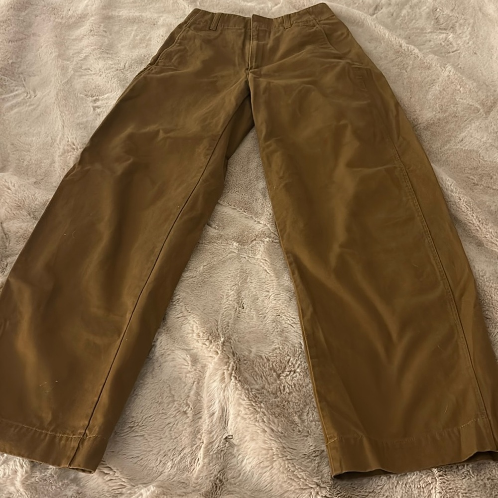 Uniqlo high waisted wide leg brown chinos
